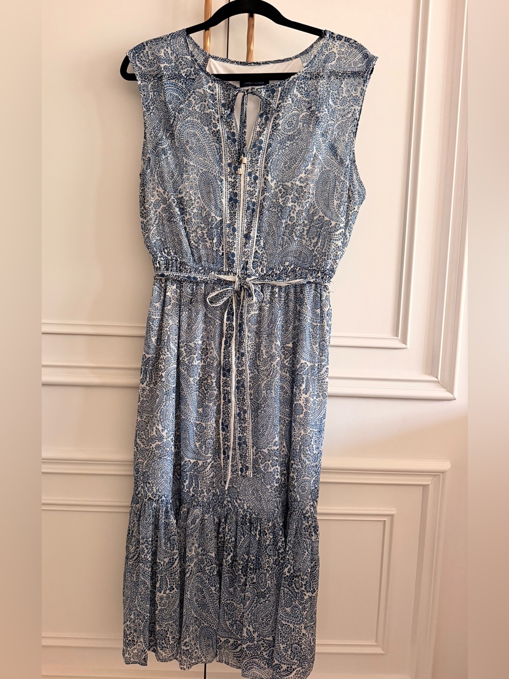 Tommy Hilfiger Light Blue Paisley Sleeveless Maxi Dress